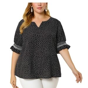 4X Polka Dot Black and White Women's Top